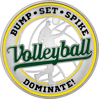 Dark Green "Volleyball" with Yellow Outer Circular Borders